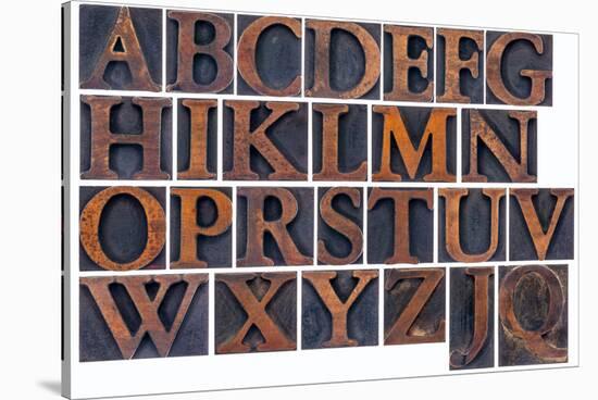 Complete English Alphabet in Vintage Wood Type-PixelsAway-Stretched Canvas