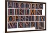 Complete English Alphabet in Vintage Wood Type-PixelsAway-Framed Art Print