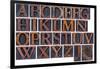 Complete English Alphabet in Vintage Wood Type-PixelsAway-Framed Art Print