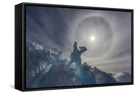 Complete Sun Halo and Glacial Iceberg Detail at Cuverville Island, Antarctica, Polar Regions-Michael Nolan-Framed Stretched Canvas