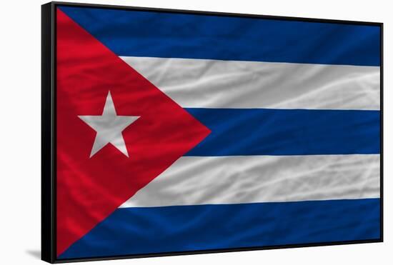 Complete Waved National Flag Of Cuba For Background-vepar5-Framed Stretched Canvas