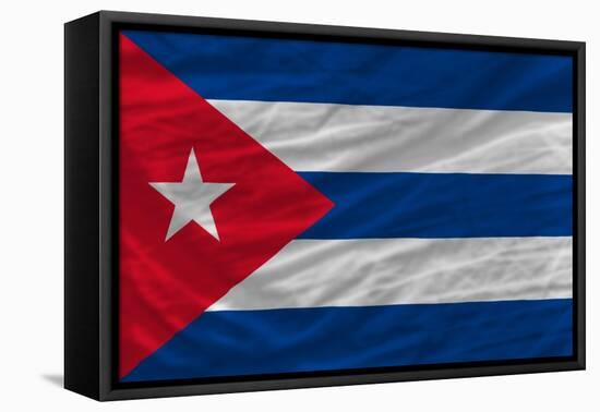 Complete Waved National Flag Of Cuba For Background-vepar5-Framed Stretched Canvas