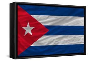 Complete Waved National Flag Of Cuba For Background-vepar5-Framed Stretched Canvas