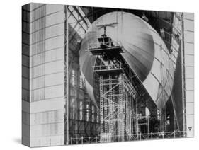 Completed Iron Framework of Zeppelin Being Covered with Cotton Cloth at Fabrication Plant-null-Stretched Canvas