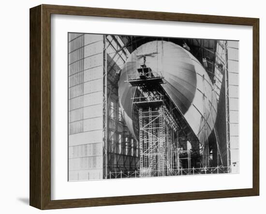 Completed Iron Framework of Zeppelin Being Covered with Cotton Cloth at Fabrication Plant-null-Framed Photographic Print