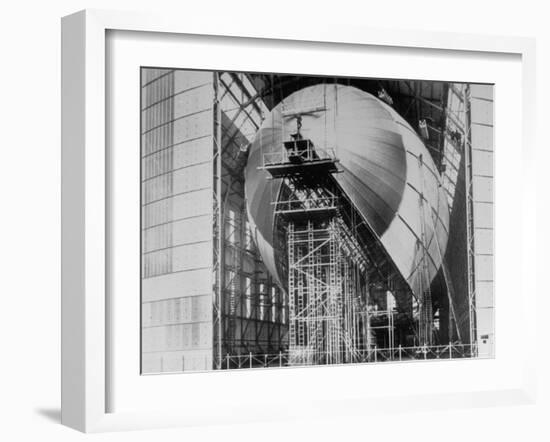 Completed Iron Framework of Zeppelin Being Covered with Cotton Cloth at Fabrication Plant-null-Framed Photographic Print