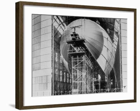 Completed Iron Framework of Zeppelin Being Covered with Cotton Cloth at Fabrication Plant-null-Framed Photographic Print