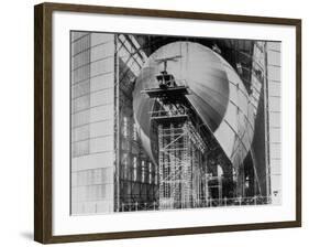 Completed Iron Framework of Zeppelin Being Covered with Cotton Cloth at Fabrication Plant-null-Framed Photographic Print