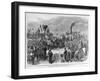 Completion of the Pacific Railroad - Meeting of Locomotives of the Union and Central Pacific Lines:-null-Framed Giclee Print