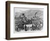 Completion of the Pacific Railroad - Meeting of Locomotives of the Union and Central Pacific Lines:-null-Framed Giclee Print