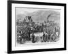 Completion of the Pacific Railroad - Meeting of Locomotives of the Union and Central Pacific Lines:-null-Framed Giclee Print