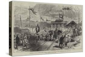 Completion of the St Gothard Tunnel, Arrival at Airolo of the First Train Coming Through the Tunnel-null-Stretched Canvas