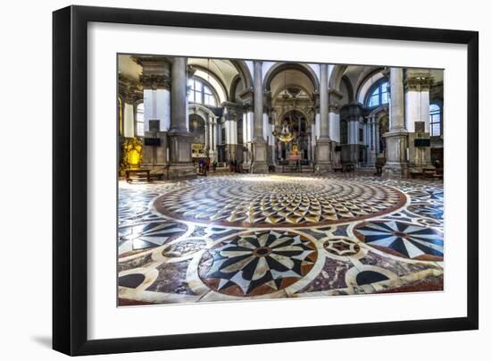 Complicated tile floor Santa Maria della Salute Church, Venice, Italy. Competed in 1681-William Perry-Framed Photographic Print