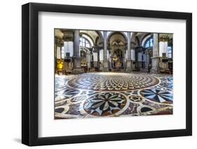 Complicated tile floor Santa Maria della Salute Church, Venice, Italy. Competed in 1681-William Perry-Framed Photographic Print