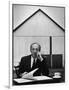 Composer Arron Copland Sitting at Table with Score in Front of Barn-Gordon Parks-Framed Photographic Print