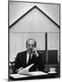 Composer Arron Copland Sitting at Table with Score in Front of Barn-Gordon Parks-Mounted Photographic Print