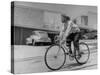 Composer Eden Ahbez Enjoying a Bike Ride-Peter Stackpole-Stretched Canvas