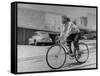 Composer Eden Ahbez Enjoying a Bike Ride-Peter Stackpole-Framed Stretched Canvas