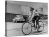 Composer Eden Ahbez Enjoying a Bike Ride-Peter Stackpole-Stretched Canvas