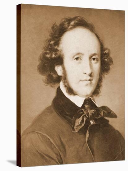 Composer Felix Mendelssohn in Suit-null-Stretched Canvas
