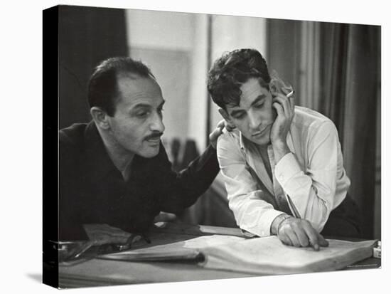 Composer Marc Blitzstein with Conductor/Composer Leonard Bernstein Studying Score of Blitzstein-W^ Eugene Smith-Stretched Canvas