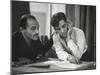 Composer Marc Blitzstein with Conductor/Composer Leonard Bernstein Studying Score of Blitzstein-W^ Eugene Smith-Mounted Premium Photographic Print