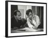 Composer Marc Blitzstein with Conductor/Composer Leonard Bernstein Studying Score of Blitzstein-W^ Eugene Smith-Framed Premium Photographic Print