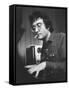 Composer Randy Newman Working at Piano, Smoking Cigarette-Bill Eppridge-Framed Stretched Canvas