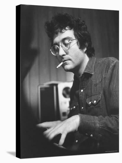 Composer Randy Newman Working at Piano, Smoking Cigarette-Bill Eppridge-Stretched Canvas