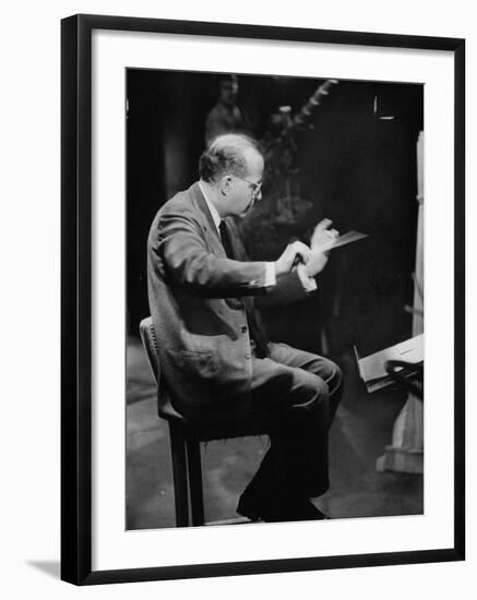 Composer Samuel Barber, Conducting with Baton-Lisa Larsen-Framed Premium Photographic Print