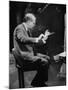 Composer Samuel Barber, Conducting with Baton-Lisa Larsen-Mounted Premium Photographic Print