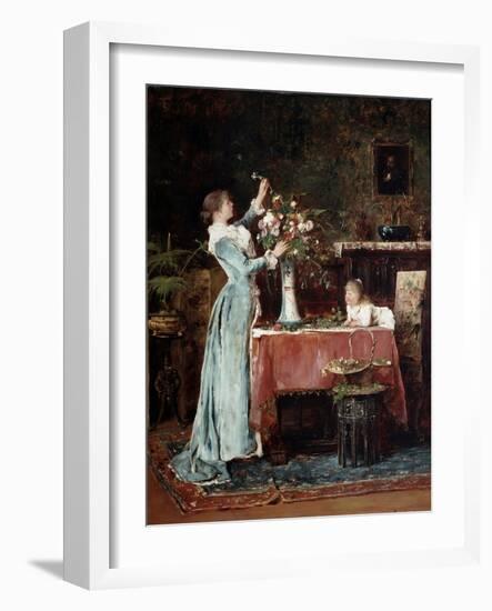 Composing a Bouquet, 1880s-Mihaly Munkacsy-Framed Giclee Print