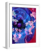 Composing of a Blue Poppy and Rose with Pink Flowering Branches-Alaya Gadeh-Framed Photographic Print