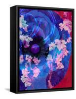 Composing of a Blue Poppy and Rose with Pink Flowering Branches-Alaya Gadeh-Framed Stretched Canvas