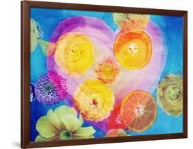 Composing of Blossoms and Slices of Orange Infront of Painted Heart-Alaya Gadeh-Framed Photographic Print