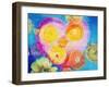 Composing of Blossoms and Slices of Orange Infront of Painted Heart-Alaya Gadeh-Framed Premium Photographic Print