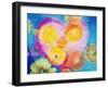 Composing of Blossoms and Slices of Orange Infront of Painted Heart-Alaya Gadeh-Framed Premium Photographic Print