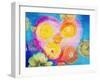 Composing of Blossoms and Slices of Orange Infront of Painted Heart-Alaya Gadeh-Framed Premium Photographic Print