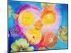 Composing of Blossoms and Slices of Orange Infront of Painted Heart-Alaya Gadeh-Mounted Premium Photographic Print