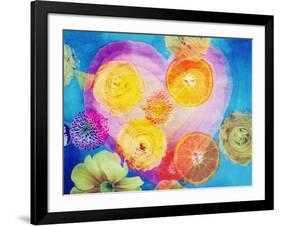 Composing of Blossoms and Slices of Orange Infront of Painted Heart-Alaya Gadeh-Framed Photographic Print