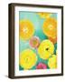 Composing of Blossoms and Slices of Orange on Blue Underground-Alaya Gadeh-Framed Photographic Print