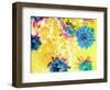 Composing of Blue and Green Blossoms in Yellow Water, Violet Petals, White Flowering Branch-Alaya Gadeh-Framed Photographic Print