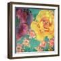 Composing with Coloured Blossoms on Green Background-Alaya Gadeh-Framed Photographic Print