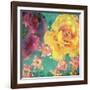 Composing with Coloured Blossoms on Green Background-Alaya Gadeh-Framed Photographic Print