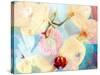 Composing with White and Pink Blossoms Infront of Blue Background-Alaya Gadeh-Stretched Canvas