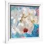 Composing with White and Pink Blossoms Infront of Blue Background-Alaya Gadeh-Framed Photographic Print