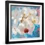 Composing with White and Pink Blossoms Infront of Blue Background-Alaya Gadeh-Framed Photographic Print