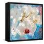 Composing with White and Pink Blossoms Infront of Blue Background-Alaya Gadeh-Framed Stretched Canvas