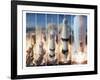 Composite 5 Frame Shot of Gantry Retracting While Saturn V Boosters Lift Off to Carry Apollo 11-Ralph Morse-Framed Photographic Print