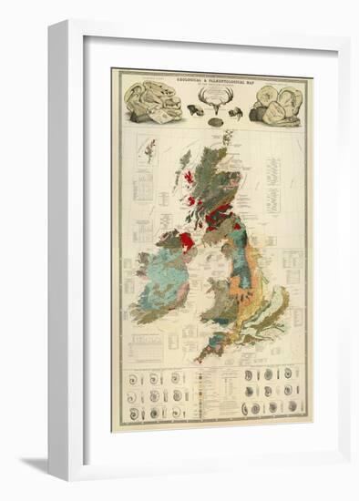 Composite: Geological and Palaeontological Map of the British Islands, c.1854-Alexander Keith Johnston-Framed Art Print